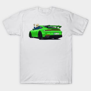 car 911 GT3 with skull man hands metal green light T-Shirt